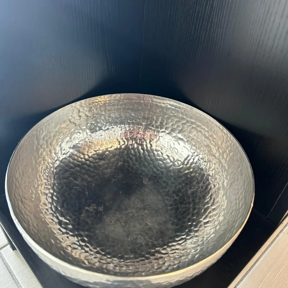 West Elm Silver Hammered Serving Bowl